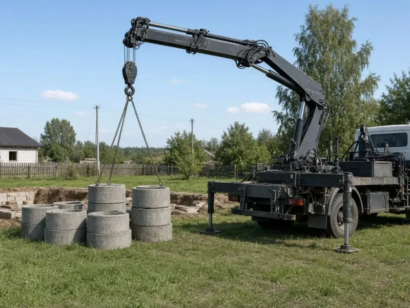 Погрузка металлической бытовки краном-бортом в Бобруйске